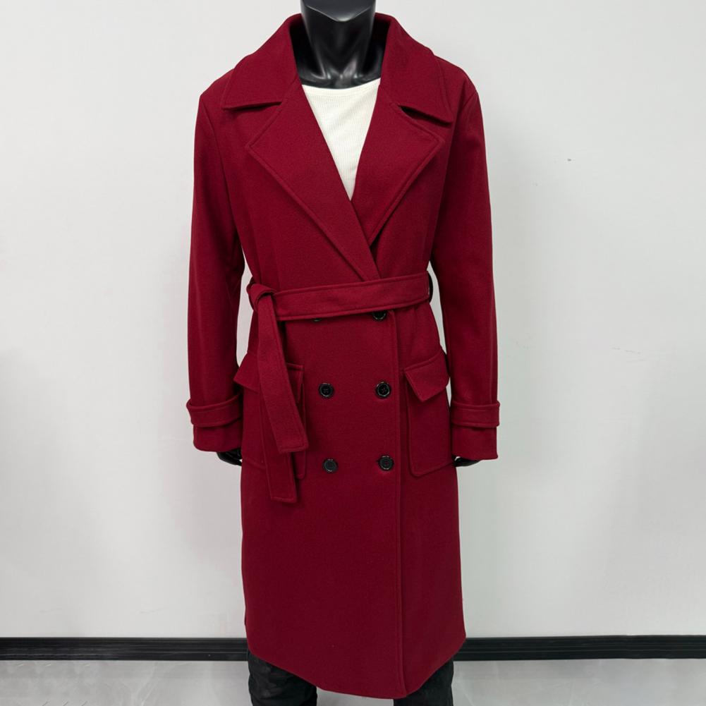 Wool Coat Peacoat - معطف نسائي طويل بتصميم كلاسيكي مزدوج