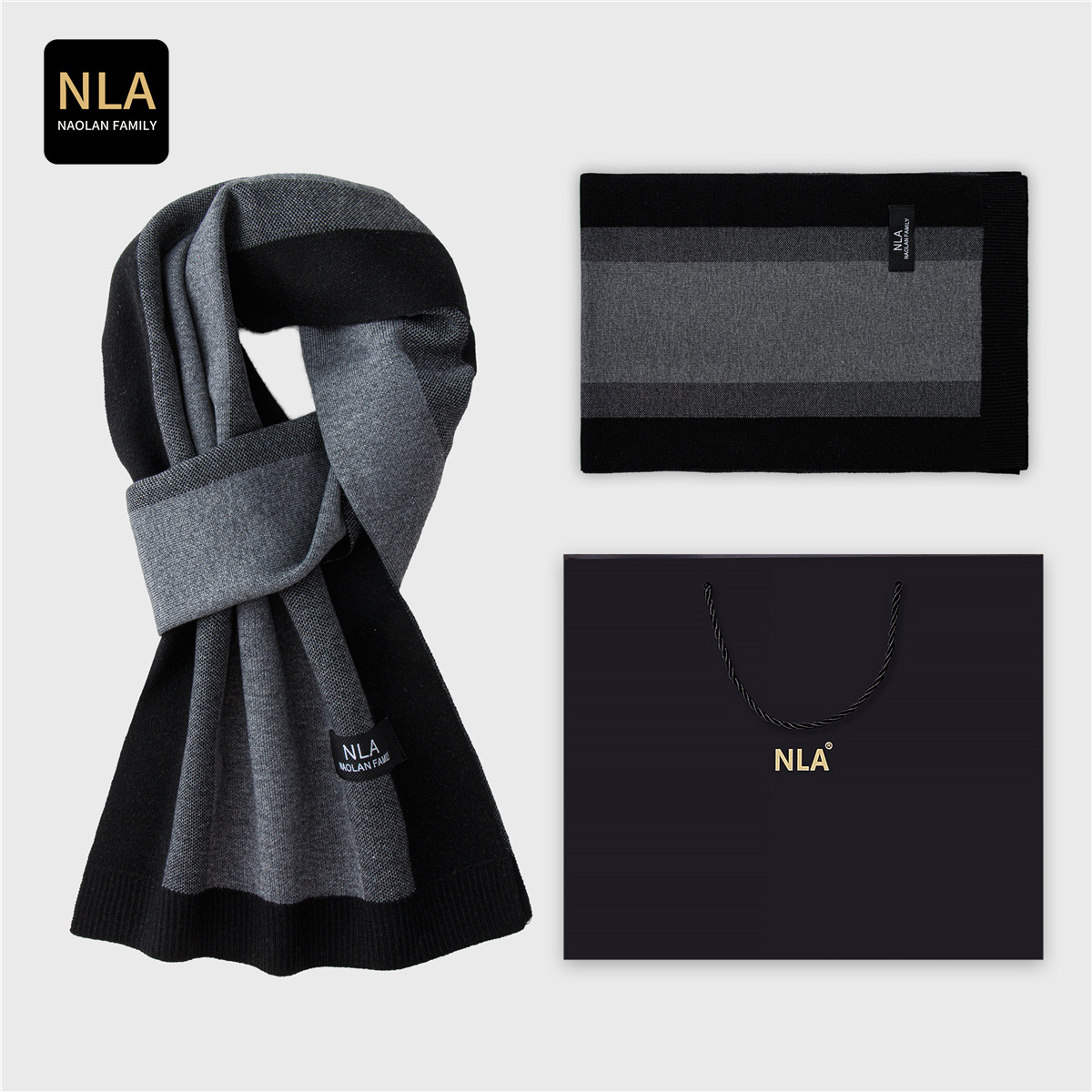 Wool Scarf Men - هدية صندوق محبوك الرجال وشاح من