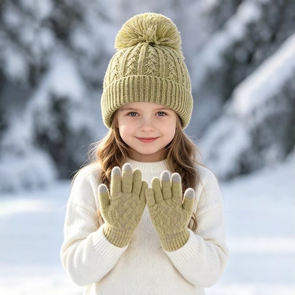Touch Screen Gloves - طقم قبعة وقفازات شتوية للأطفال مكون