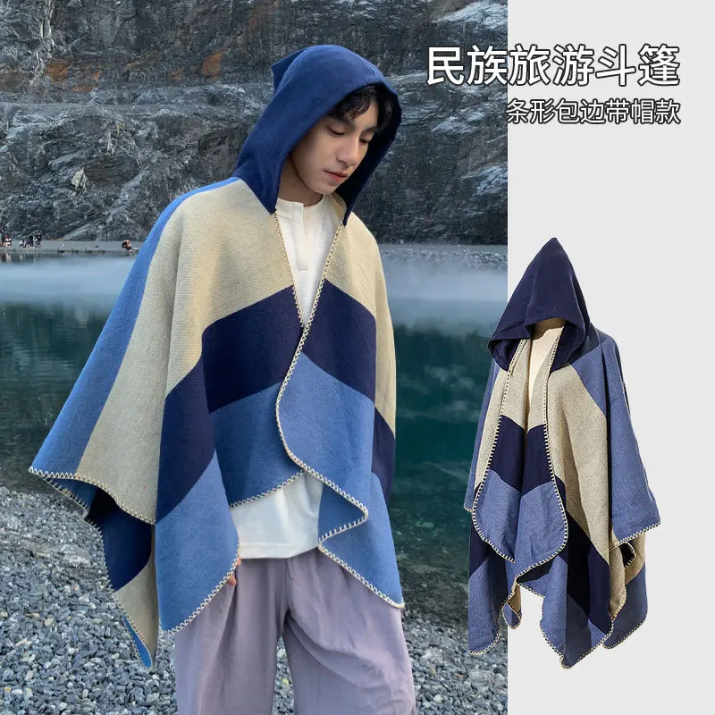 Wool Scarf Men - 2025 خمر الرجال تنوعا مخطط مقنعين