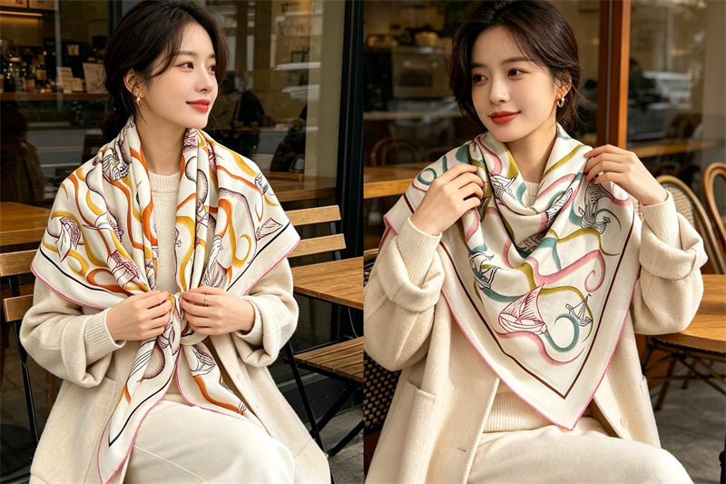 وشاح مزدوج الوجهين 135 سم، شال - مراجعة Cashmere Pashmina Wrap وسعره