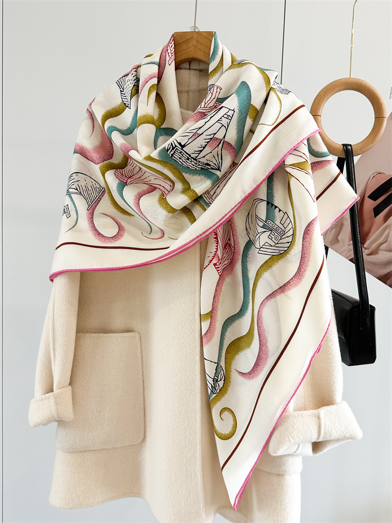 وشاح مزدوج الوجهين 135 سم، شال - مراجعة Cashmere Pashmina Wrap وسعره