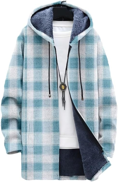 سترة رجالية منقوشة كبيرة الحجم - مراجعة Sherpa Hoodie Fleece وسعره