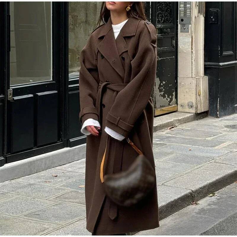 معطف نسائي طويل أنيق من الصوف  - مراجعة Wool Coat Peacoat وسعره